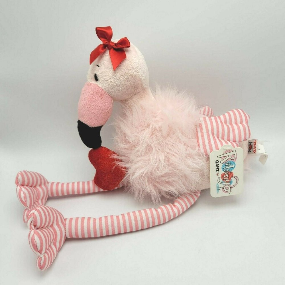 Ganz Rabingo Valentine Plush Flamingo HV9056 Red Heart Bow Pink 18"